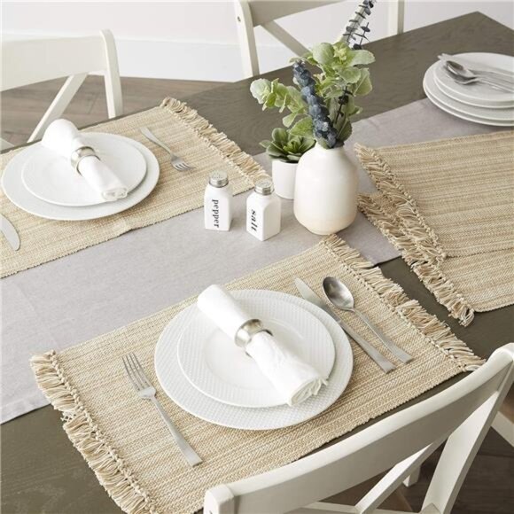 Tabletop Collection, Placemat Set3x19, Taupe, 6 Piece - Picture 5 of 7